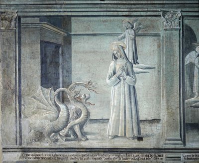 Życie św. Franciszka Romaine, ścigane przez demony pod postacią potworów, ze szkoły rzymskiej autorstwa Roman School
