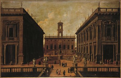 Widok na Piazza del Campidoglio, Rzym autorstwa Roman School