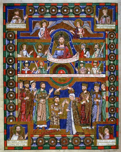 Koronacja Henryka Lwa i jego małżeństwo z Matyldą, z Ewangelii Henryka Lwa autorstwa Romanesque