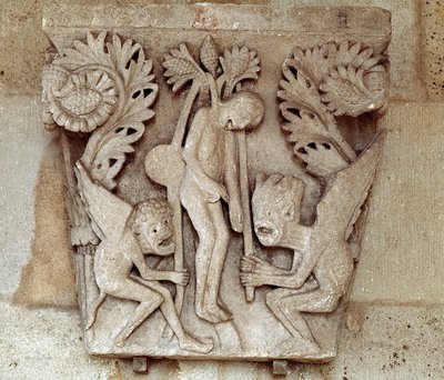 Powieszenie Judasza (kapitał rzeźbiony) autorstwa Romanesque