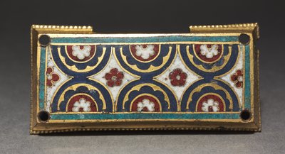 Tablica, prawdopodobnie z relikwiarza, c.1180-1190 (pozłacana miedź, emalia champlevé i cloisonné) autorstwa Romanesque