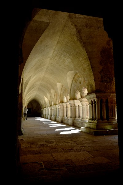 Architektura romańska: galeria krużganków opactwa cystersów w Fontenay, Burgundia autorstwa Romanesque