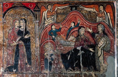 Nawiedzenie i Narodzenia z położnymi Celomi i Salome, detal autorstwa Romanesque