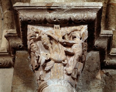Wizja św Antoniego z Padwy (rzeźbiona stolica) autorstwa Romanesque