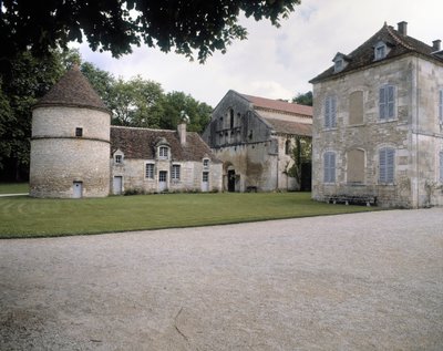 Widok na gołębnik, kościół i rezydencję opata autorstwa Romanesque