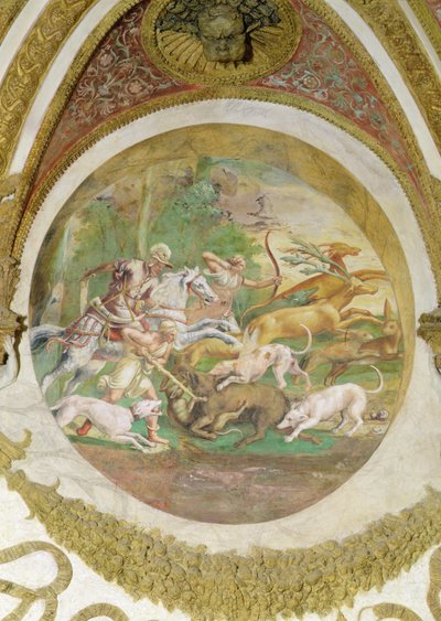 Komnata Wiatrów, Polowanie na Jelenie i Dziki autorstwa Romano Giulio