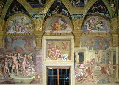 Pokój Psyche. kąpiele Wenus i Marsa; Bachus i Ariadna; Wenus i Adonis zaskoczeni Mars autorstwa Romano Giulio