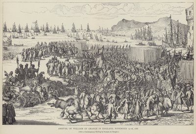 Przybycie Wilhelma Orańskiego do Anglii, listopad 1688 (lito) autorstwa Romeyn de (after) Hooghe