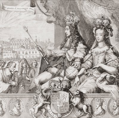Koronacja angielskiego króla Wilhelma III i królowej Marii II 11 kwietnia autorstwa Romeyn de (after) Hooghe