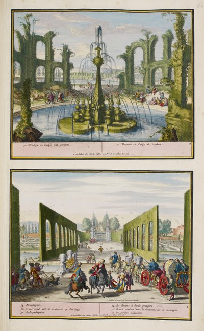 Park w Enghien, ok. 1685, ilustracja z „Zbioru 86 planów i widoków Hagi” autorstwa Romeyn de (after) Hooghe