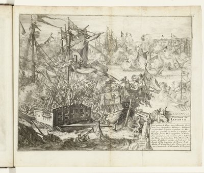 Bitwa pod Lepanto, 1571 Victoire de Lepanto (tytuł na obiekcie) Guerres de Flandres (tytuł serii) autorstwa Romeyn de Hooghe (attributed to)