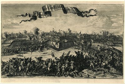 Podbój Coevorden 30 grudnia 1672 r. Podbój Coeverde z Cast[eel] (tytuł na obiekcie) autorstwa Romeyn de Hooghe (attributed to)