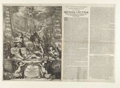 Alegoria śmierci Michiela de Ruytera, 1676 Życie i biznes Eda: Manhaften Heer, Den Heer Michael de Ruyter Rycerz Zakonu Św. por. Generał admirał van Hollandt i West-Vrieslandt (tytuł na obiekcie) autorstwa Romeyn de Hooghe