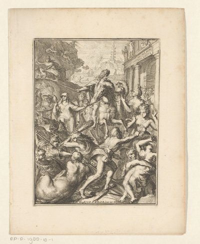 Alegoryczne przedstawienie Wilhelma III na koniu autorstwa Romeyn de Hooghe