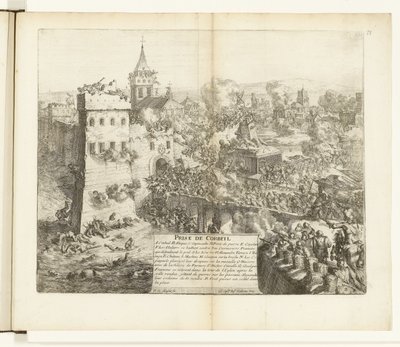Imię van Corbeila, 1590 Zdobycie Corbeila (tytuł na obiekcie) Wojny Flandrii (tytuł serii) autorstwa Romeyn de Hooghe