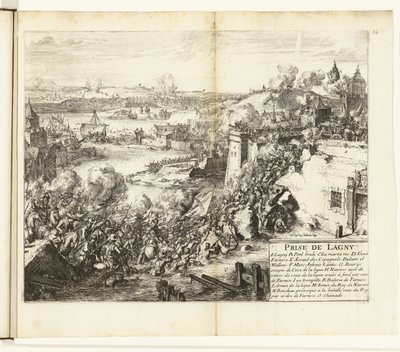 Imię van Lagny, 1589-1590 Zdobycie Lagny (tytuł na obiekcie) Wojny Flandrii (tytuł serii) autorstwa Romeyn de Hooghe