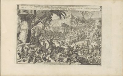 Spaanse wreedheden w Zachodnich Indiach Spaensche Tyrannyen in de Westindies / Tyrania Hiszpanów w Indiach Zachodnich (tytuł na obiekcie) Indie Wschodnie i Zachodnie oraz inne miejsca (tytuł serii) autorstwa Romeyn de Hooghe
