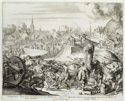 Wiedeński cykl graficzny, pozycja turecka w Wiedniu, 1683 autorstwa Romeyn de Hooghe
