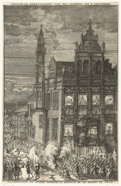 Oznaki radości przed ratuszem, 1691 autorstwa Romeyn de Hooghe