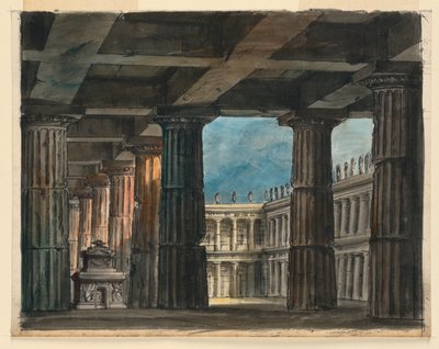 Scenografia, Klasyczna Loggia i Dziedziniec autorstwa Romolo Achille Liverani