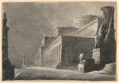 Scenografia na zewnątrz Ogromnego Pałacu autorstwa Romolo Achille Liverani