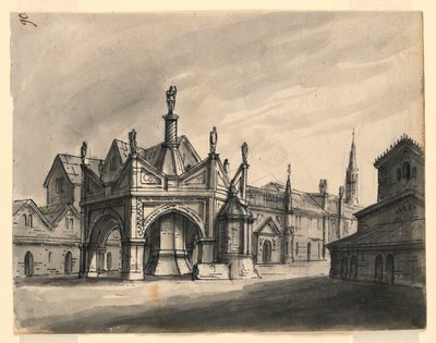 Scenografia, na zewnątrz gotyckich budowli autorstwa Romolo Achille Liverani