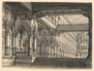 Scenografia, Wnętrze Sali Gotyckiej autorstwa Romolo Achille Liverani
