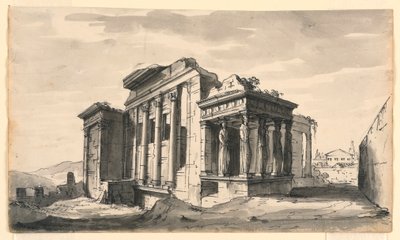Scenografia, Erekcja na Akropolu, Ateny, Grecja autorstwa Romolo Achille Liverani