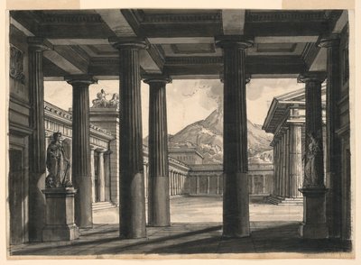Scenografia do opery „Ostatni dzień Pompejów” w La Scali w Mediolanie, 1827 autorstwa Romolo Achille Liverani