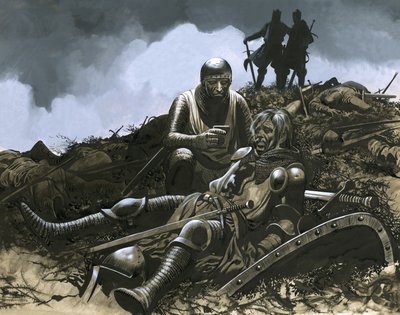 "W bitwie strzały spadły jak śnieg autorstwa Ron Embleton