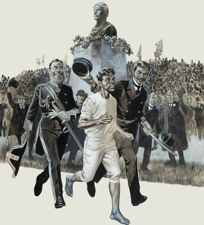 Spiridon Louis (gwasz na papierze) autorstwa Ron Embleton