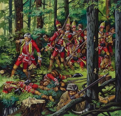 Masakra Braddocka (gwasz na papierze) autorstwa Ron Embleton