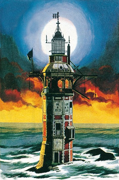 Pierwsza latarnia morska Eddystone (litografia) autorstwa Ron Embleton