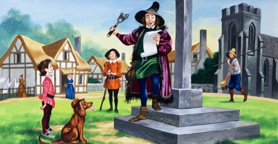 Magiczne jabłka (gwasz na papierze) autorstwa Ron Embleton