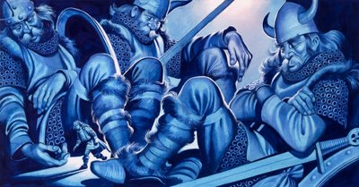 Magiczne jabłka (gwasz na papierze) autorstwa Ron Embleton