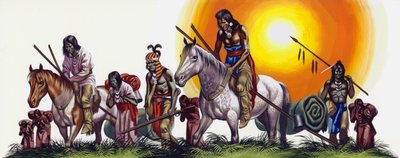 Pokonani rdzenni Indianie amerykańscy (gwasz na papierze) autorstwa Ron Embleton