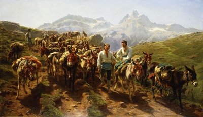 Hiszpańscy mulicy przekraczający Pireneje, 1857 autorstwa Rosa Bonheur