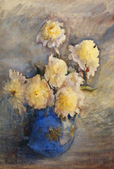 Piwonie w niebieskim wazonie, 1899 autorstwa Rose Maynard Barton