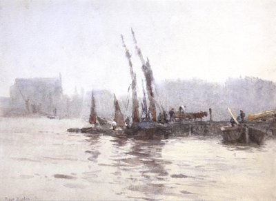 Rozładunek barek (akwarela) autorstwa Rose Maynard Barton