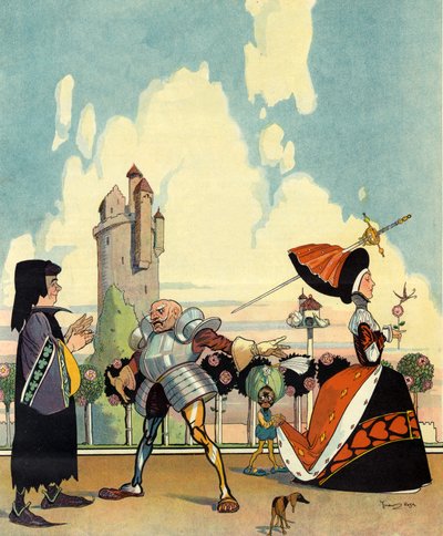 „Jak było w 1400”, przednia okładka „Puck”, lipiec 1910 (kolor lito) autorstwa Ross Gordon