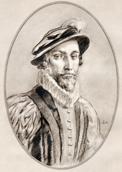 Sir Walter Raleigh, z „Żywych biografii sławnych mężczyzn”. autorstwa Ross Gordon