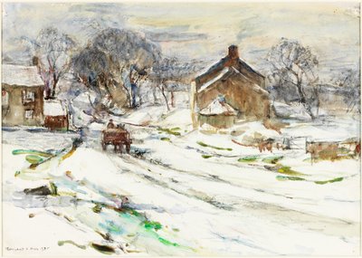Ellerby - Zima (ołówek i akwarela na papierze naklejonym na kartę) autorstwa Rowland Henry Hill