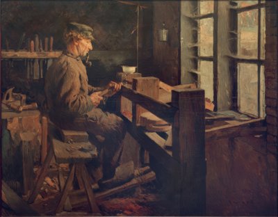 Holenderski tokarz w pracy (Blokje-Maker) autorstwa Rudolf Gudden