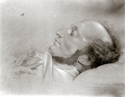 Felix Mendelssohn (1809-47) na łożu śmierci, ok. 1847 autorstwa Rudolf Julius Benno Huebner