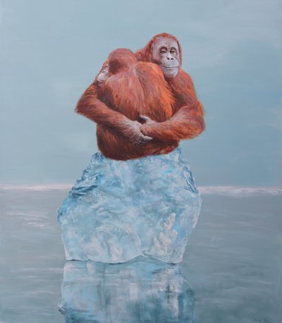 Uścisk orangutana na lodzie autorstwa Rudolf Kosow