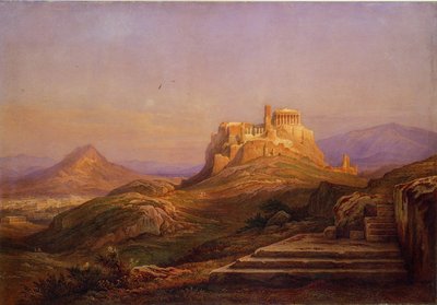 Widok na Akropol od strony Pnyx, 1863 autorstwa Rudolf Müller
