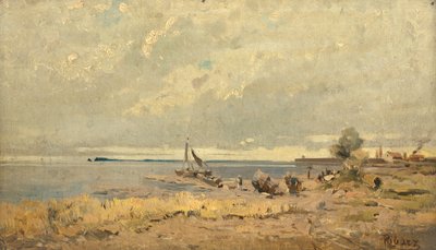 Krajobraz plaży z łodziami autorstwa Rudolf Ribarz