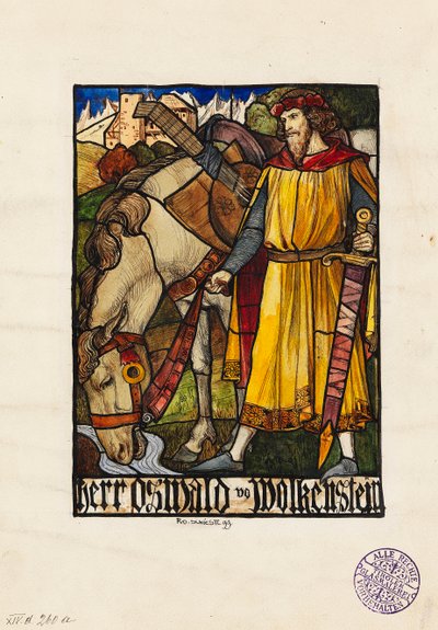 Oswald von Wolkenstein Projekt na witraż, 1899. autorstwa Rudolf Schiestl