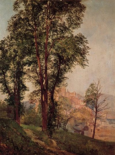 Widok na Salzburg z góry Mönchsberg autorstwa Rudolf von Alt