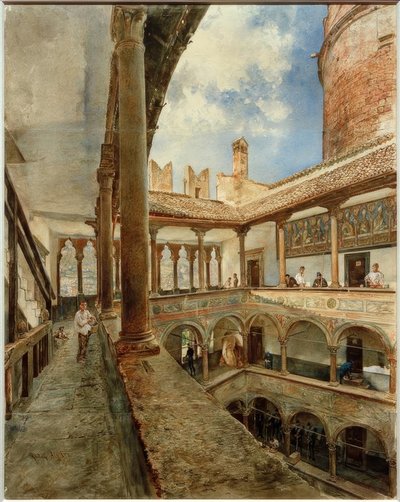 Zamek Innenhof des Buonconsiglio w Trient autorstwa Rudolf von Alt